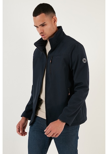 Buratti Su Itici Slim Fit Dik Yaka Softshell Ince Erkek Mont 649003 Lacivert