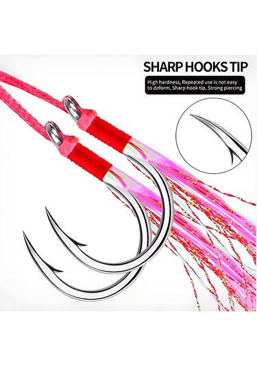 Hokkaido 2/0 Numara 1 Adet Çiftli,glow Simli ,jig Asist,iğne Boyu 27 Mm No:2/0