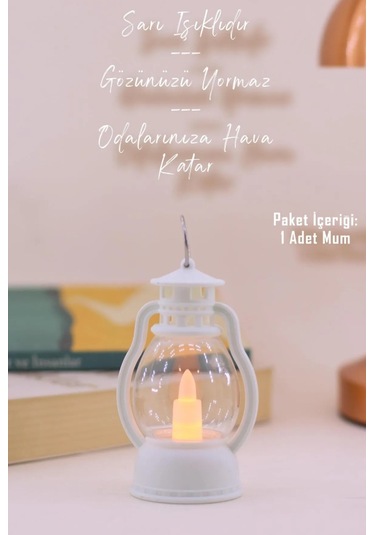 Led Mum Mini Kamp Tipi 1 Adet Pil Dahil Dumansız Alev Ledli Dekor Işığı Beyaz Pt430 Beyaz