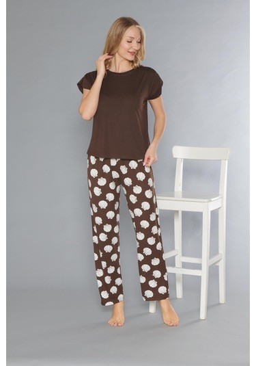 Flz Kısa Kol Pijama Takımı 88-109 Kahve