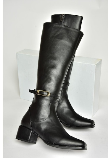 Fox Shoes T590142609 Siyah Kalın Topuklu Kadın Çizme Siyah