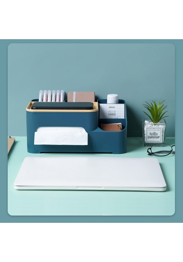 Mufunye Büyük Kapasiteli Modern Gri Beyaz Pp Masaüstü Organizer - 5 Bölmeli, Kaldırılabilir Kapağı İle Ev Ve Ofis Aletlerini Saklama Kutusu Beyaz