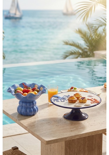 Karaca Atlantis Ahtapot Desenli Ayaklı Kek Standı 25 Cm Renkli