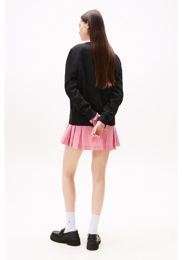 Kadın Regular Fit Nakış Logolu Sweatshirt - Siyah Triple Black