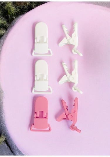 Joyous Mom Kids 3'lü Pamuk Müslin Bebek Emzik Askısı Plastik Klips Tutacaklı Açık Pembe - Gülkurusu