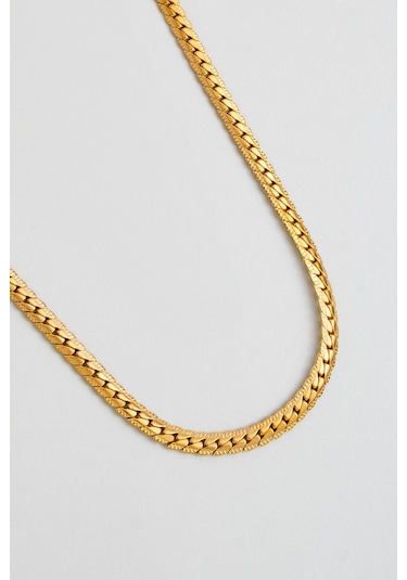 So Chic Örgü Model Sarı Kaplama Çelik Erkek Kolye Sarı