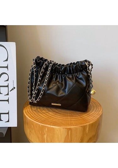 Dancemonkey Zincir Siyah Rahat Omuz Moda Kapasiteli Crossbody Çantası Çanta Büyük Boy Şık Kadın Günlük Çanta Siyah