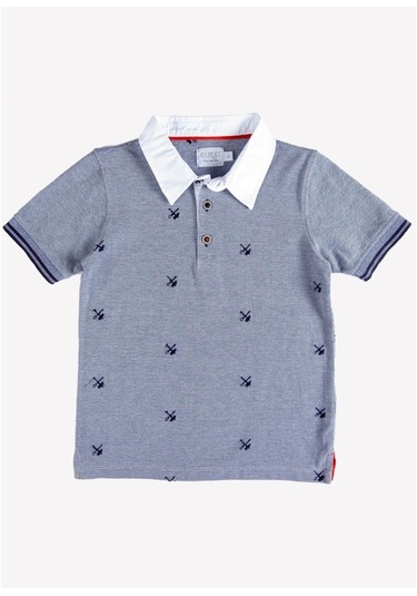 Erkek Çocuk Organik Polo Yaka T-Shirt - Silvio Mavi