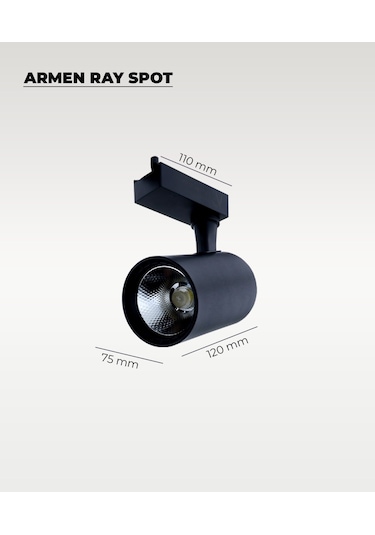 Armen 2 Adet Siyah Kasa Günışığı Ray Spot Set Ve 1 Metre Ray Set Siyah