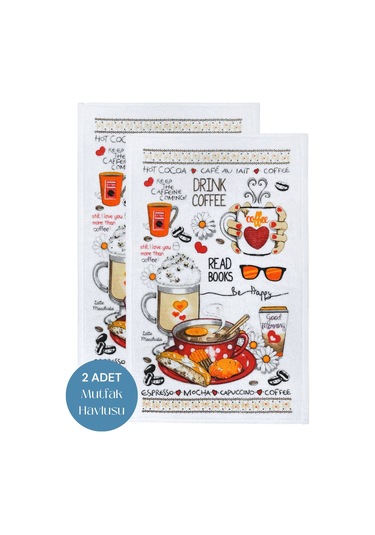 2li Paket Baskılı Beyaz Mutfak Havlusu Modeli Read Books