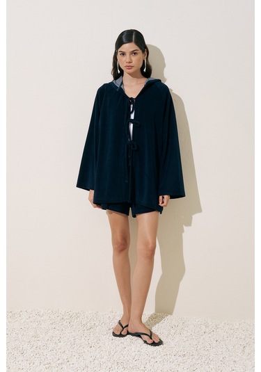 Havlu Kumaş Kimono Lacivert Lacivert