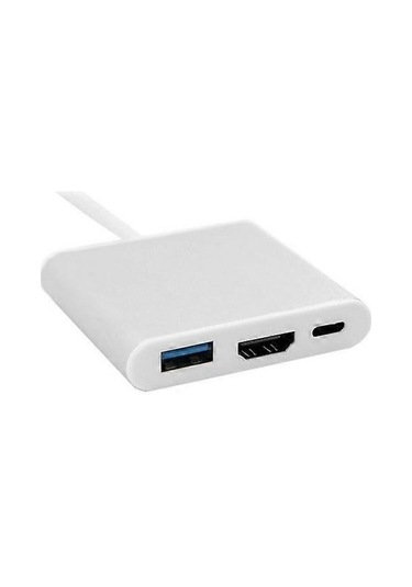 Usb Type-c 3.1 - Hdmı + Usb3.0 Otg + Type-c Dişi Adaptör 1080p Hd Video İletim Adaptörü