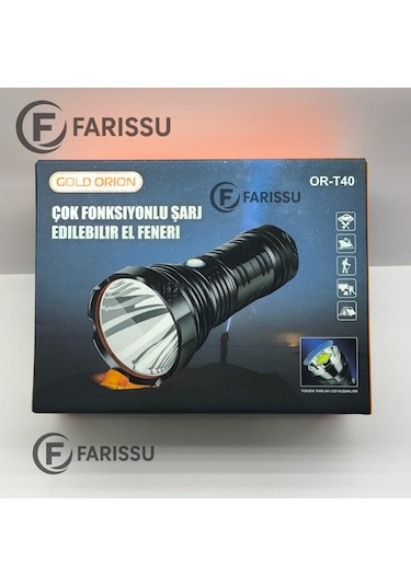 Or-t40 100w 5000 Lümen Şarj Edilebilir Led El Feneri - Yüksek Performans Ve Uzun Çalışma Süresi Siyah