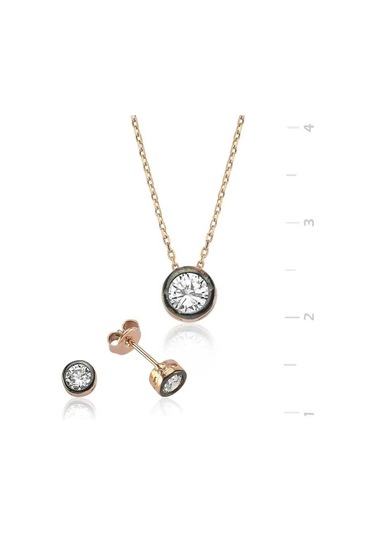 Supertrend Gümüş Yuvarlak Tek Taş Bayan Set Gümüş