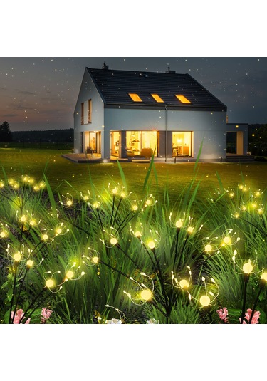 Güneş Bahçe Işıkları, Zamanlayıcı Ve Dimmerli 4'lü Güneş Dış Mekan Işıkları Güneşli Patlama Siyah