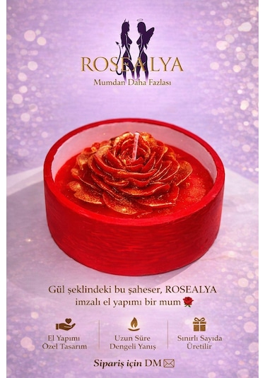 First Rose-el Yapımı Romantik Mum Kırmızı