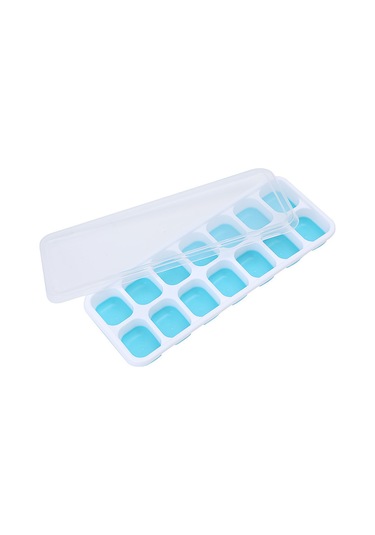 Geeksen 14 Izgaralı Silikon Buz Kalıbı Tepsisi Sıçramaya Dayanıklı Çıkarılabilir Kapaklı Ev Yapımı Buz Kalıbı Preslenmiş Buz Küpü Makinesi Okyanus Mavisi 14 Izgaralı Kapaklı 25,4 Çok Renkli