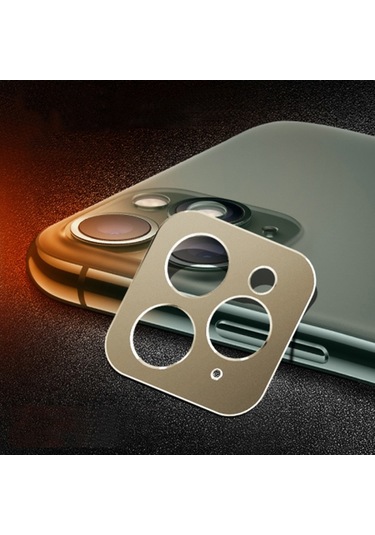 Ally iPhone 11 Pro - 11 Pro Max Uyumlu 3D Metal Kamera Koruyucu Altın