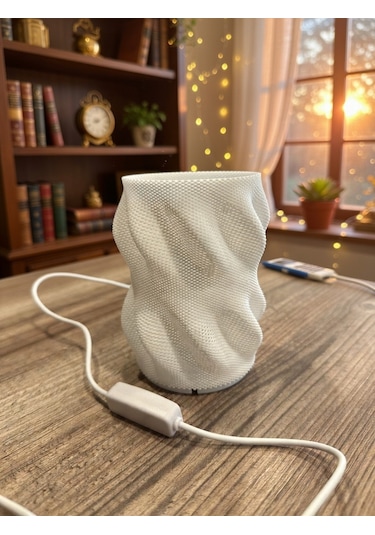 Organik Dalga Desenli 3d Printed Gece Lambası Abajur