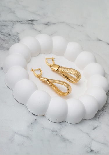 Bilezikci İtaly 14 Ayar Altın Sallantılı Küpe Sarı Altın