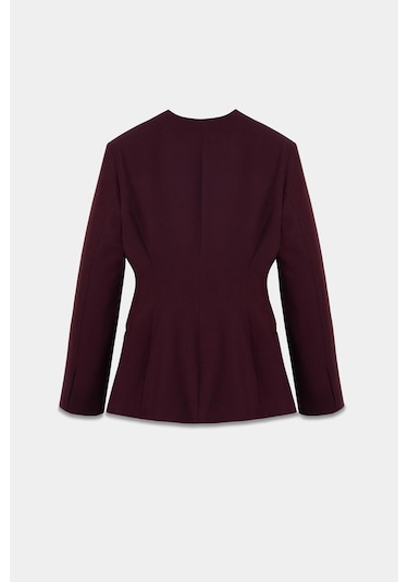 Thalure Kadın Bordo Yakasız Blazer