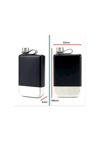 Omeniv 304Çelik Siyah Matara 250ml Termos İçki Votka Viski Şişesi
