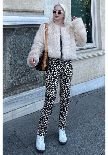 Madmext Bej Bisiklet Yaka Kadın Suni Kürk Mont Mg2176 Bej