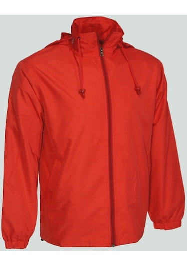 Uniprom Erkek Yağmurluk File Astarlı Kapşonlu Kırmızı