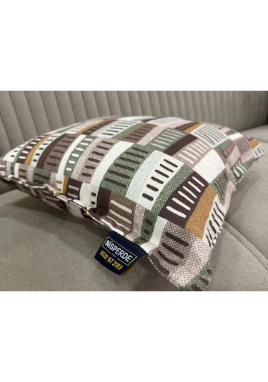 Nivemeshome Ritim 01 Yeşil 45x45 Dolgulu Kırlent Kılıfı Yeşil