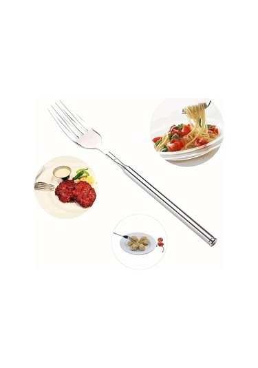 Trendooze Cloud011 Gümüş Barbekü Alet Seti 25,4 Ayar Paslanmaz Çelik Katlanır Çatal Forku Gümüş