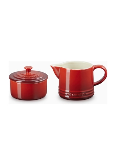 Le Creuset Seramik Sütlük Ve Şekerlik Seti Cezveler Kırmızı 1