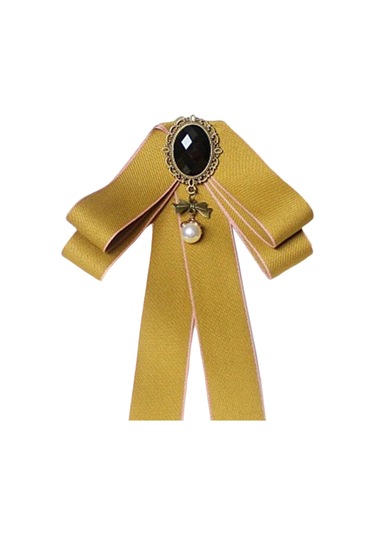Homyl Şerit Papyon Broş Boyun Kravat Kokteyller Parti Mezuniyet Sarı