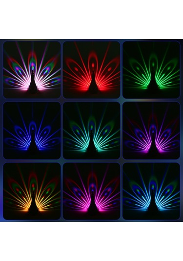 Süslü Tavuskuşu Projektör Lambası Uzaktan Kumandalı Yedi Renk 2 Çok Renkli