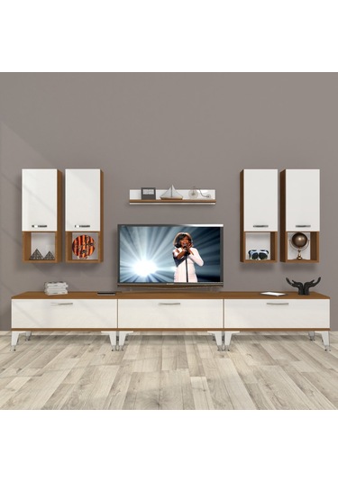 Decoraktiv Eko 8da Mdf Silver Tv Ünitesi Tv Sehpası Ceviz - Beyaz