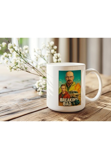 Breaking Bad Temalı Kahve / Çay Kupa Bardak Walter White Ve Jesse Pinkman Tasarımlı Kupa Beyaz