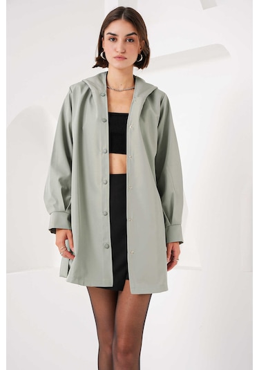 Gabria Çıtçıtlı Trenchcoat Mint Yeşili