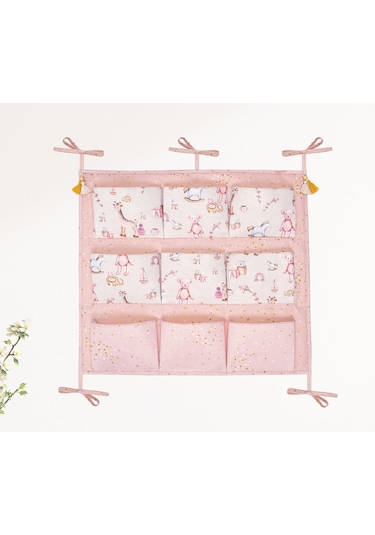 Buti Baby Beşik Kenarı Düzenleyici Organizer Oyuncak Kutusu 9 Göz Pembe