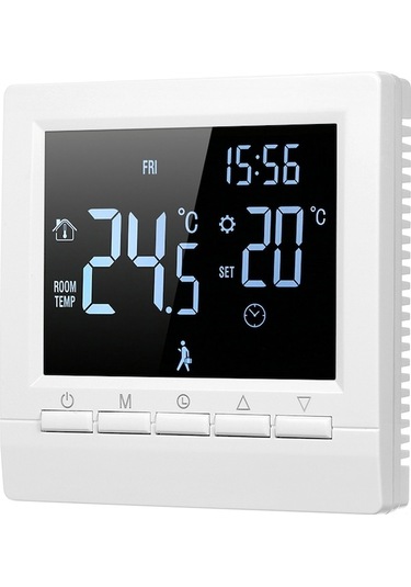 Ev Okul Ofis Otel Isıtıcı Kontrol Cihazı 16a - Manuel Tuşlu Haftalık Programlı Siyah Beyaz Ekranlı Termostat