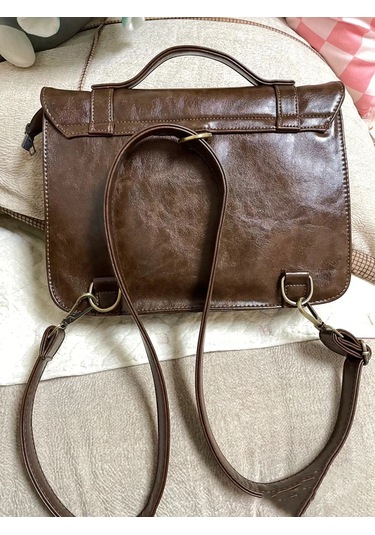 Sonbahar Ve Kış Retro Toka Moda Sırt Çantası-kahverengi Kahverengi