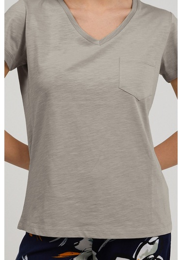 Arnetta 1878 Kadın Kısa Kol Pijama Takım Bej V6 Bej