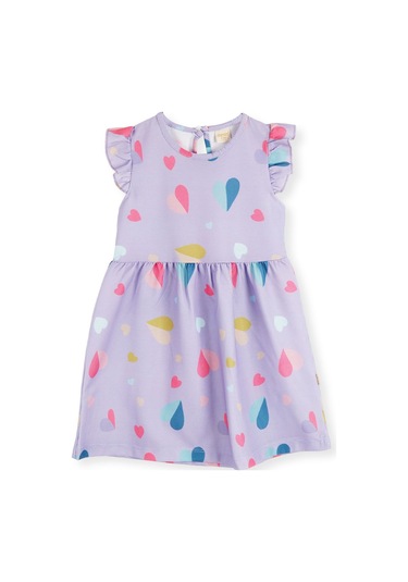 Ahengim Kız Çocuk Kalp Desenli Elbise Ak2406 Lila