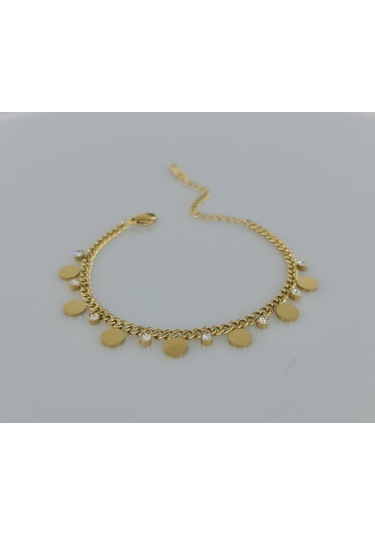 Pul Taşlı Çelik Bileklik Sns110-1 Gold