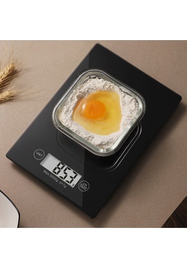 Pazly 5kg Yükleme Kapasitesi Fda Sertifikalı Bpa İçermez Dijital Gıda Terazisi Siyah Siyah