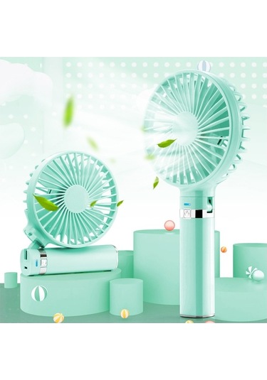 Soulader Taşınabilir Katlanabilir Mini Usb Şarjlı El Vantilatörü 3 Hız Ayarı, Gece Aydınlatmalı, Hafif Ve Pratik, Yeşil Renk Seçeneği