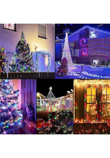 Beyaz Pembe Güneş Panelı Peri Işık Açık Su Geçirmez Işık Noel Çelenk Tatil Partisi Düğün Dekorasyon Işık 7 M/12 M/22 M/32 M 12m 100led Beyaz