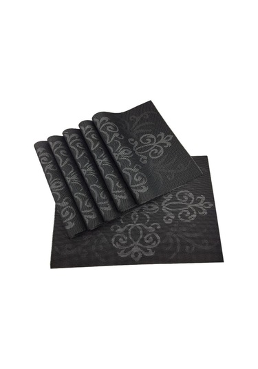 Siyah Kraliyet Yüksek Sınıf 6 Adet Placemats Pvc Yemek Masası Placemat Bar Mat Plaka Mat Masa Mat Seti Mutfak Sıcak Pedler 30 45 Cm Siyah