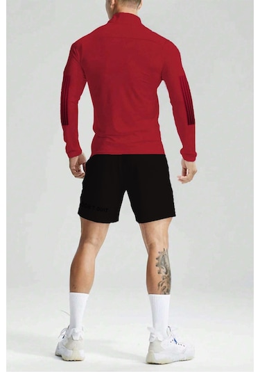 Ghassy Co. Erkek Running Hızlı Kuruma Nem Emici Teknik Performan Uzun Kollu T-shirt 001 Kırmızı