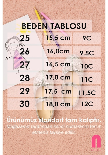 Günlük Kız Çocuk Babet Cırt Bantlı Pul Ve Fiyonk Detaylı Hafif Rahat Ayakkabı 413 Gümüş