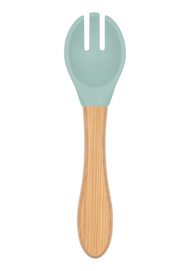 Bambu Saplı Silikon Mama Çatalı Spring Yeşil