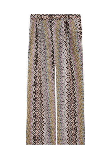Missoni Zigzag Desenli Geniş Paça Pantolon Kahverengi